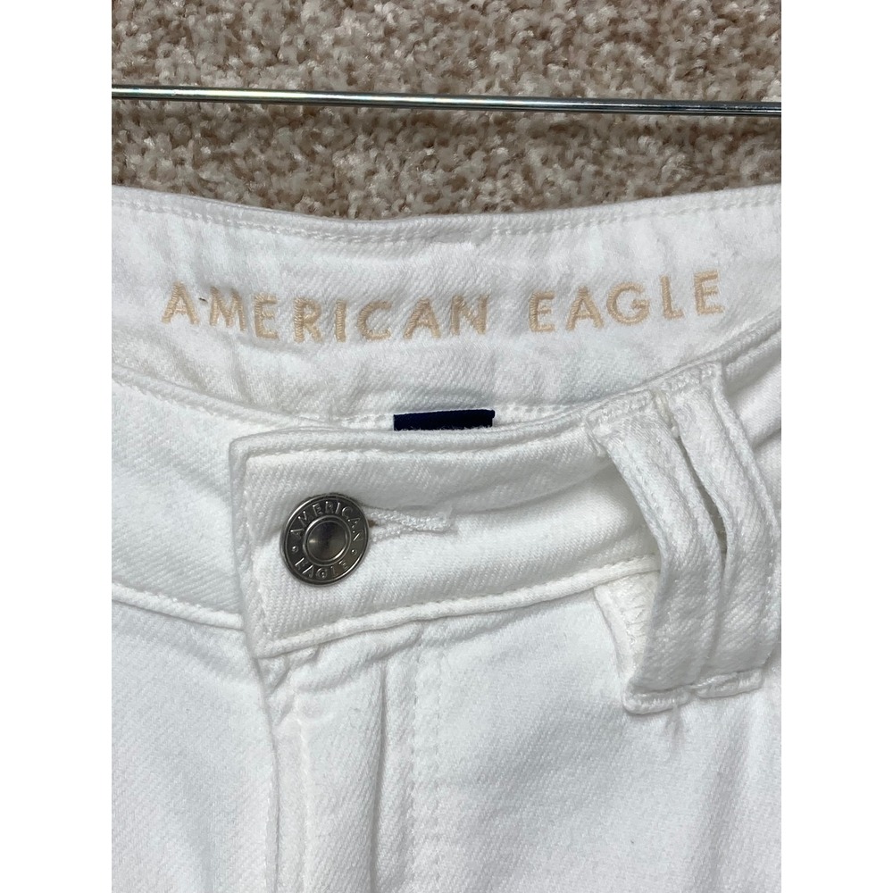 American Eagle Super High Rise Baggy Wide Leg Cargo Jeans Womens Sz 12 White Y2K - Picture 3 of 11